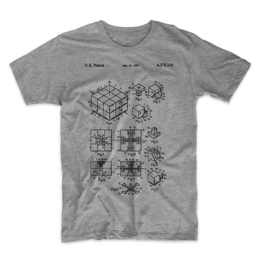 Rubik’s Cube Patent T-Shirt. Patent Art. Rubik’s Cube Shirt. Soft Cotton Tee. Blueprint. Schematic. Fun Gift. On Black, White, Red, or Gray