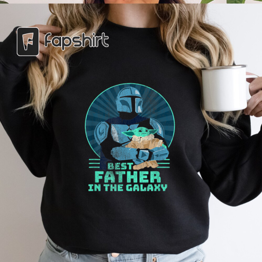 Best Father In The Galaxy Retro Mandalorian Grogu Shirt, Father’s Day Shirt, Star Wars Father’s Day Gift, Mandalorian Shirt, Baby Yoda Shirt