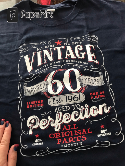 60th Birthday Gift For Men, 1963 Birthday Shirt, Vintage Aged To Perfection, Men and Women, Vintage 1963 Mostly Original Parts V-60-1963