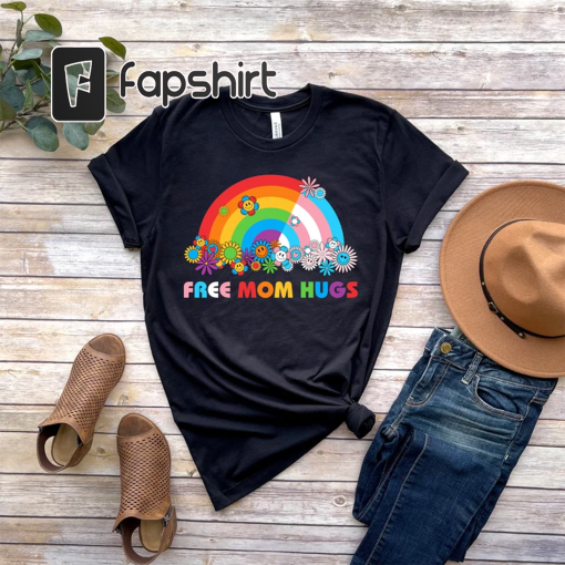 Free Mom Hugs T-Shirt, Proud Mom Apparel, Rainbow Gay Pride T-Shirt, Lgbtq Proud Parent Shirt, Equality Gifts, Rainbow Heart Shirt,Proud Tee