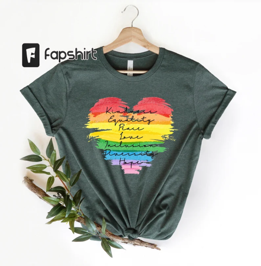 Kindness Equality Peace Love Inclusion Diversity Hope shirt,LGBT Rainbow, Black Rainbow, Transgender Rainbow, Pride,Love is Love Rainbow Tee