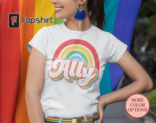 Rainbow Ally Shirts, Retro Pride T-Shirt, LGBTQ Ally Shirt, Pride Shirt, Equality Shirt, LGBTQ Pride Shirt (AP-PRI122)