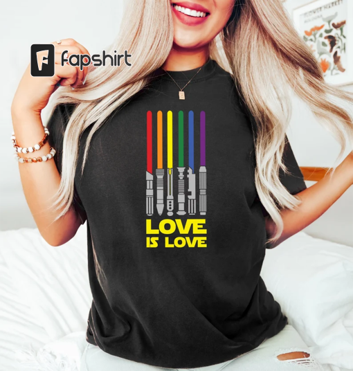 Rainbow Lightsaber Shirt, LGBT Shirt, Gay Pride Shirt Men, Rainbow Pride Gift, Lesbian Shirt, Equality Shirt, LGBT Pride Gifts, Love Is Love