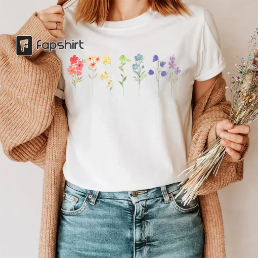 Wildflower Lgbt Pride Month Shirt, Flower Gay Lesbian Shirt, Cute Pride Shirt, Queer Lesbian Girls