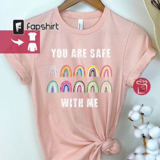 Pride Ally Shirt LGBTQ Flags Ally T Shirt LGBT Support Outfit LGBTQIA Shirt For Ally Rainbow Pride Shirt You Are Safe With Me Equality shirt