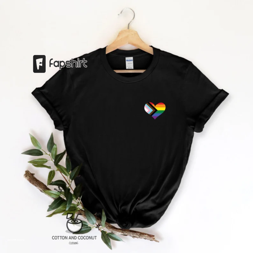 Pride progress tshirt, Rainbow Heart Shirt, Pride Pocket Shirt, LGBT Tee, Pride Rainbow Heart T Shirt, Pride Shirt, ally Tshirt