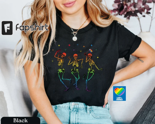 Dancing Skeletons LGBT Pride Shirt,LGBTQ Pride Rainbow Shirt,Pride Month Parade Shirt,Gay Pride Shirt,Lesbian T Shirt,Trans Pride Shirt