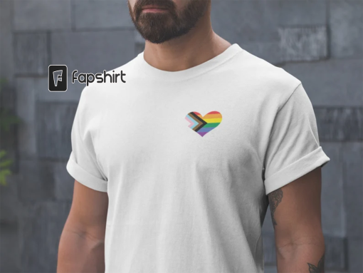 Pride progress tshirt, Rainbow Heart Shirt, Pride Pocket Shirt, LGBT Tee, Pride Rainbow Heart T Shirt, Pride Shirt, ally Tshirt