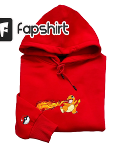 Pokemon Charmander Embroidered Hoodie; Pokemon embroidered sweatshirt;…