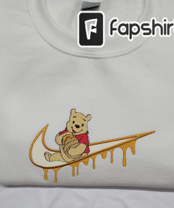 Pooh Embroidery Sweatshirt | Winnie Pooh Crewneck…