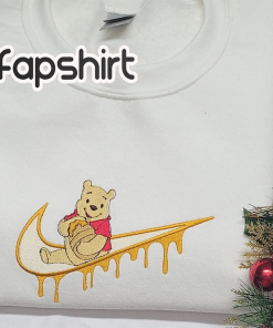 Pooh Embroidery Sweatshirt | Winnie Pooh Crewneck…