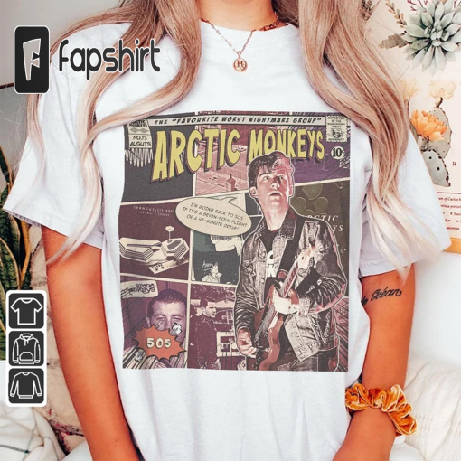 Arctic Monkeys Comic Shirt, 90S Vintage Merch Book Art Favourite Worst Nightmare Album World Tour Ticket 2023 Graphic Tee Gift V2, Com2405Kh