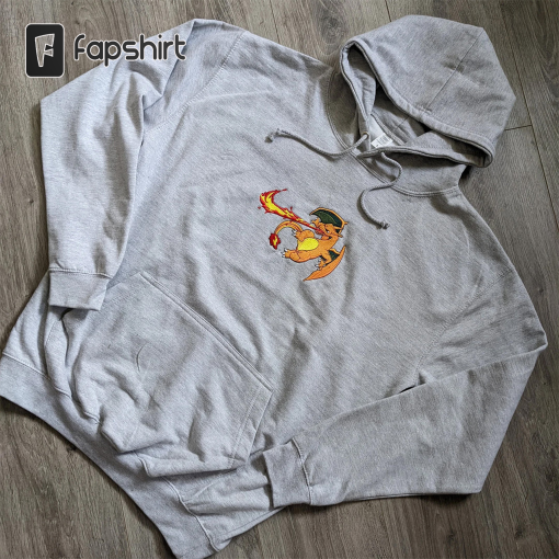 Pokemon Charizard Embroidered Hoodie; Pokemon embroidered sweatshirt; Pokemon embroidery; Pokemon Hoodies; Pokemon Dragonite sweatshirt