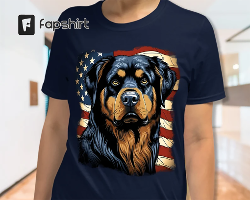 American Flag Rottweiler Dog Shirt | Rottweiler Mom, Rottweiler Dad, Classic Vintage Style, Rottweiler Pet Dog Owner Perfect Unisex Gift