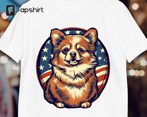 American Flag Pomeranian Dog Shirt | Pomeranian Mom, Pomeranian Dad, Classic Vintage Style, Pomeranian Pet Dog Owner Perfect Unisex Gift