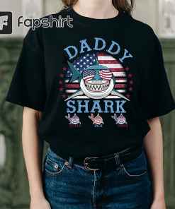 Daddy Shark Shirt With Kids Name, Personalized…