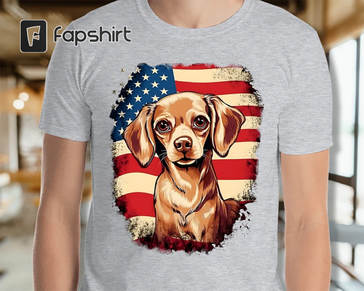 American Flag Chihuahua Dog Shirt | Chihuahua Mom, Chihuahua Dad, Classic Vintage Style, Pet Owner Perfect gift, Chihuahua Pet Shirt