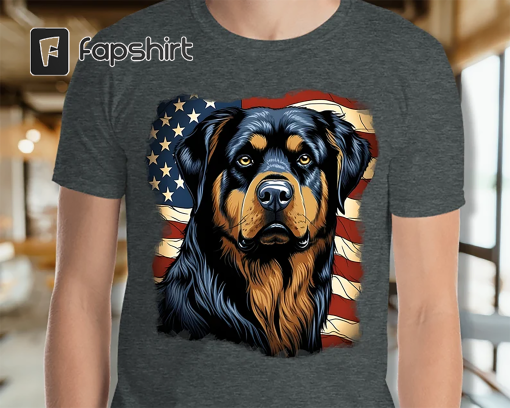 American Flag Rottweiler Dog Shirt | Rottweiler Mom, Rottweiler Dad, Classic Vintage Style, Rottweiler Pet Dog Owner Perfect Unisex Gift