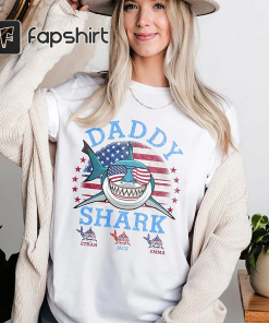 Daddy Shark Shirt With Kids Name, Personalized…