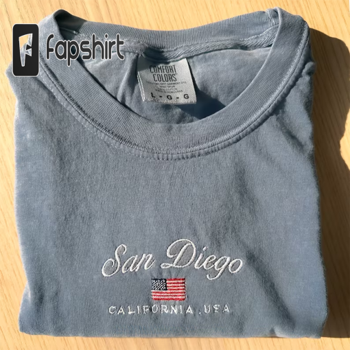 San Diego vintage t-shirt embroidered, comfort colors california graphic tee oversized