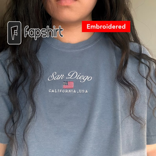 San Diego vintage t-shirt embroidered, comfort colors california graphic tee oversized