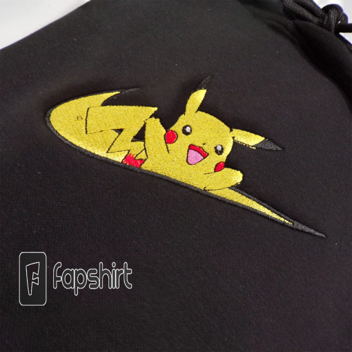 Pikachu Custom Embroidered Sweatshirt, Pikachu Embroidered Hoodie, Pikachu Pokémon Species Custom Embroidered Sweater, Pikachu Pokemon Teechu Embroidered Hoodie, Pikachu Pokémon Species Custom Embroidered Sweater, Pikachu Pokemon Tee