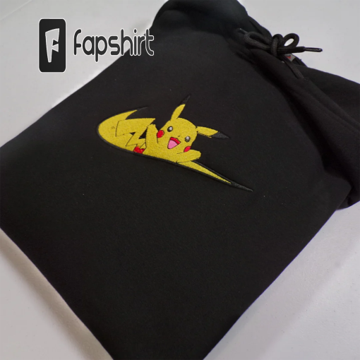 Pikachu Custom Embroidered Sweatshirt, Pikachu Embroidered Hoodie, Pikachu Pokémon Species Custom Embroidered Sweater, Pikachu Pokemon Teechu Embroidered Hoodie, Pikachu Pokémon Species Custom Embroidered Sweater, Pikachu Pokemon Tee