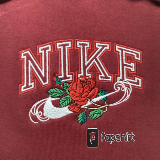 Embroidered nke floral sweatshirt, Custom Embroidery Crewneck Sweatshirts, floral embroidered crewneck, rose embroidered