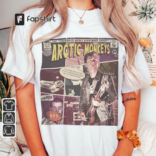 Arctic Monkeys Comic Shirt, 90S Vintage Merch Book Art Favourite Worst Nightmare Album World Tour Ticket 2023 Graphic Tee Gift shirt