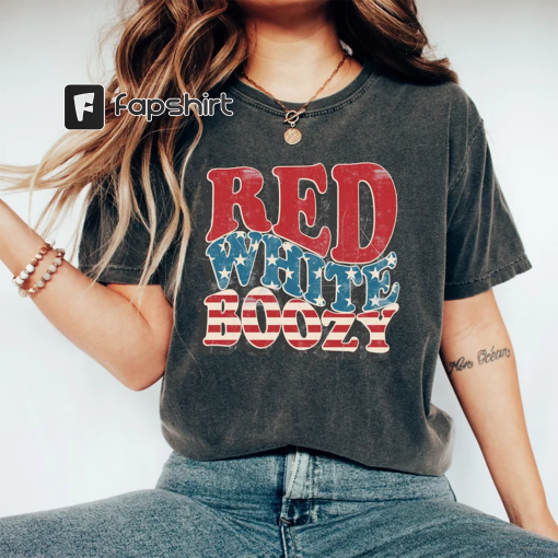 Comfort Colors Red White and Boozy Shirt, Retro Fourth of July Shirt, 4th of July Independence Day tee, Patriotic America Shirt, Freedom Tee