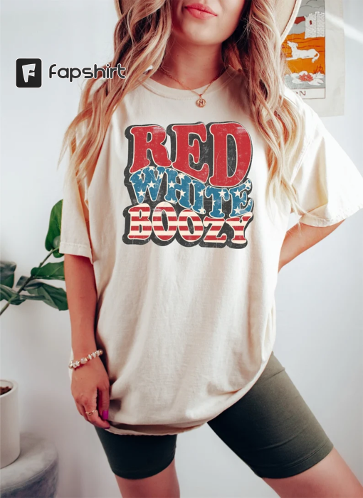 Comfort Colors Red White and Boozy Shirt, Retro Fourth of July Shirt, 4th of July Independence Day tee, Patriotic America Shirt, Freedom Tee