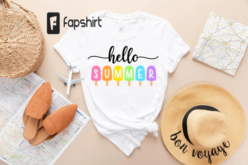 Hello Summer Shirt – Popsicle Written Summer Welcome Outfit – Colorful Holiday T-Shirt – Family Vacation Apparel – Gift for Traveler