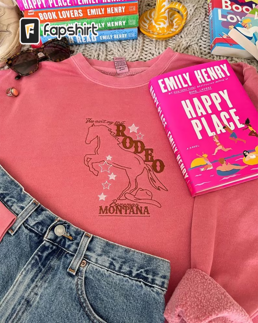 Happy Place Embroidered Sweatshirt, Rodeo Embroidered Sweatshirt, | Emily Henry | Bookmark | Bookish Gifts, Book Merch