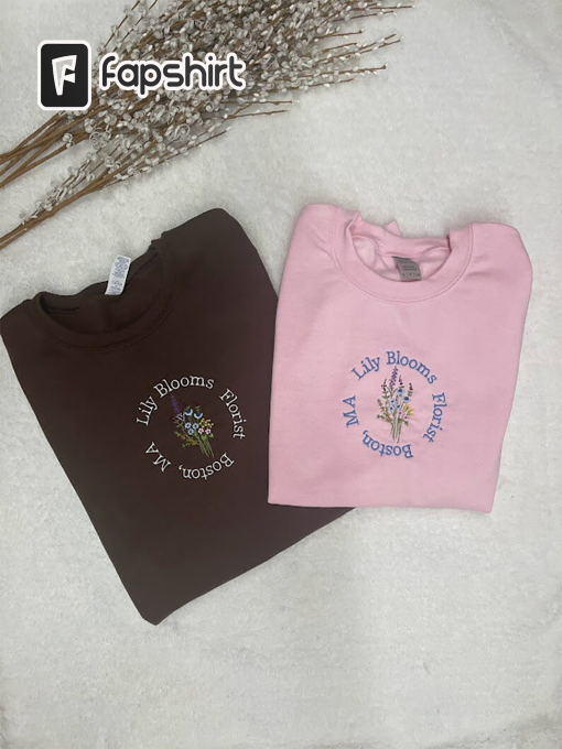 Embroidered Lily Blooms Florist with a Flower Bouquet Crewneck, COHO sweatshirt, It Ends With Us Sweatshirt