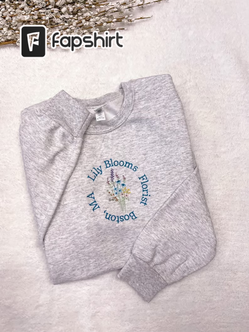 Embroidered Lily Blooms Florist with a Flower Bouquet Crewneck, COHO sweatshirt, It Ends With Us Sweatshirt