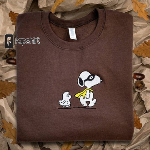 Snoopy Fall Leaves Embroidered Sweatshirt, Halloween Charlie Brown Crewneck