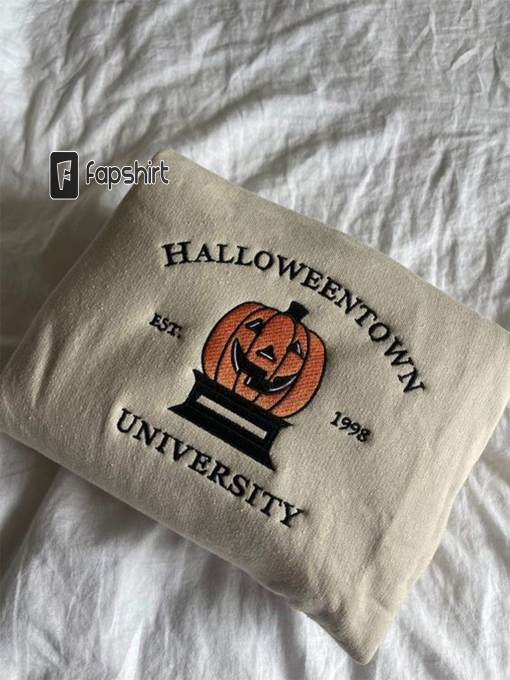 Halloween Town University Embroidered Halloween crewneck sweater