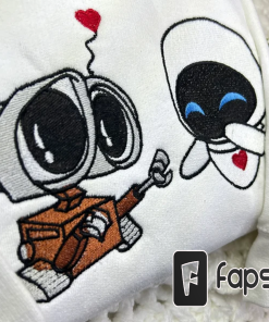 Wall-E and Eve embroidered sweatshirts, Wall-E and…