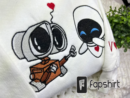 Wall-E and Eve embroidered sweatshirts, Wall-E and Eve valentines couples sweatshirts, WALL-E and EVE, Valentines gift, Couples sweatshirt