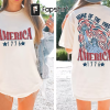 Fun Patriotic T-Shirt – Loves Jesus & America Too – 4th of July Shirt – American Flag Shirt – USA – Free Fallin – Retro T-Shirt