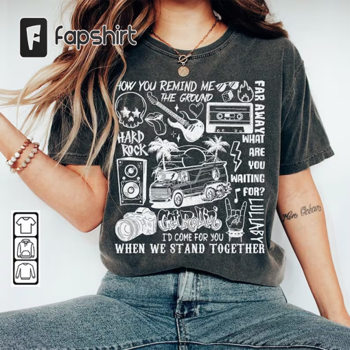 Nickelback Doodle Art Shirt, Vintage Nickelback Merch Lyric Album Tattoo Design Art Retro Tour Get Rollin Concert 2023