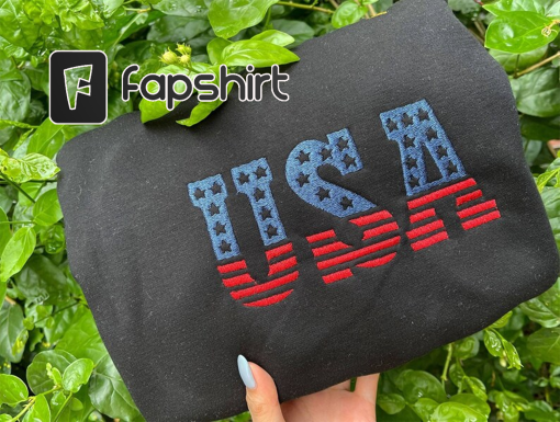 American Flag Embroidered Sweatshirt, Fourth of July shirt, USA Shirt, Independence Shirt, Memorial Day Shirts EH064