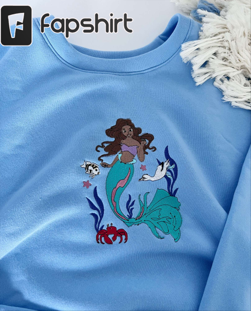 Halle Bailey embroidered sweatshirt, Halle Bailey Shirt, Halle Bailey Tee, Ariel Shirt, The Little Mermaid embroidered sweatshirt