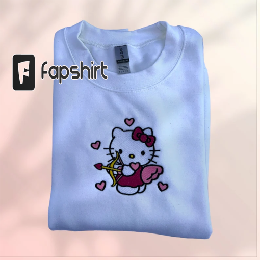 kitty embroidery/ cupid sweater /Cute embroidery Crewneck/ sweatshirt/ hoodie/ embroidery