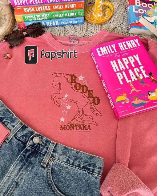 Happy Place Embroidered Sweatshirt, Rodeo Embroidered Sweatshirt, | Emily Henry | Bookmark | Bookish Gifts, Book Merch