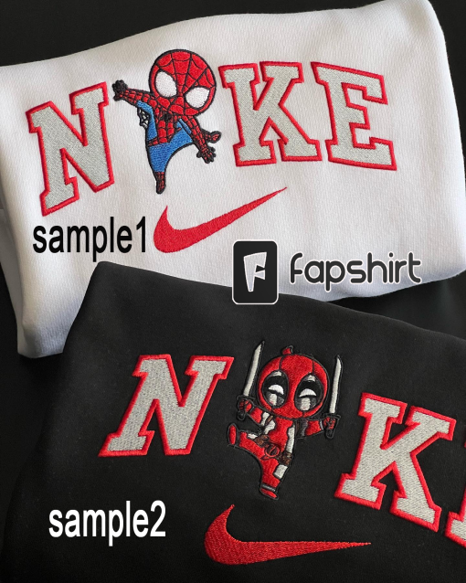 Spiderman x Deadpool embroidered sweatshirt, Embroidered Spider-Man Inspired Crewneck Sweatshirt Crewneck Hoodie, matching couble embroidered