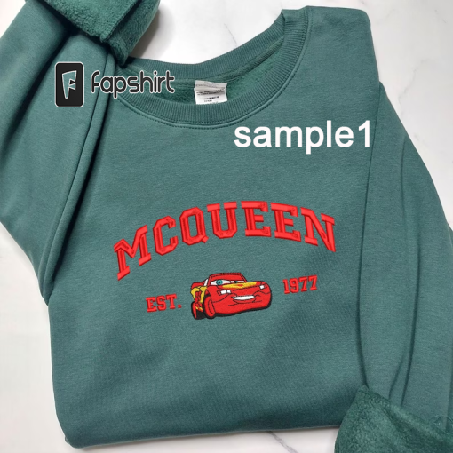 McQueen/Mater/Sally Embroidered Crewneck, Cars Embroidered Sweatshirt, Vintage shirt, y2k embroidery Hoodie ECT0030405