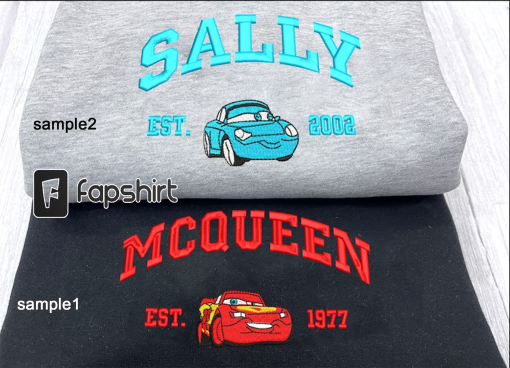 McQueen/Mater/Sally Embroidered Crewneck, Cars Embroidered Sweatshirt, Vintage shirt, y2k embroidery Hoodie ECT0030405