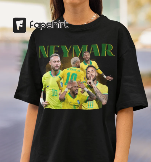 Neymar Tshirt, Brazil World Cup Shirt, Neymar Jr Shirt Brazil Soccer, Brazil Football World Cup PSG, Vintage Bootleg 90s Retro Shirt