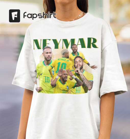 Neymar Tshirt, Brazil World Cup Shirt, Neymar Jr Shirt Brazil Soccer, Brazil Football World Cup PSG, Vintage Bootleg 90s Retro Shirt